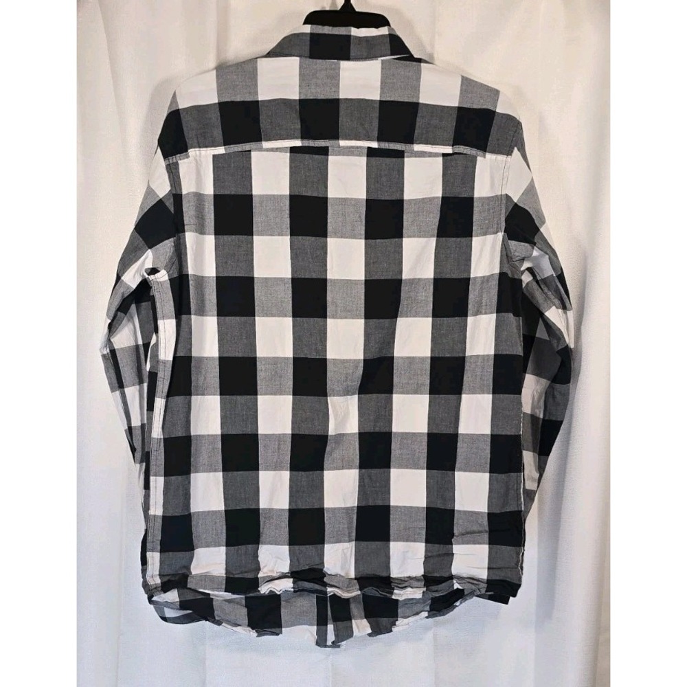 Columbia Mens Buffalo Plaid Button Down Shirt Black White Long Sleeve Medium - Picture 5 of 6